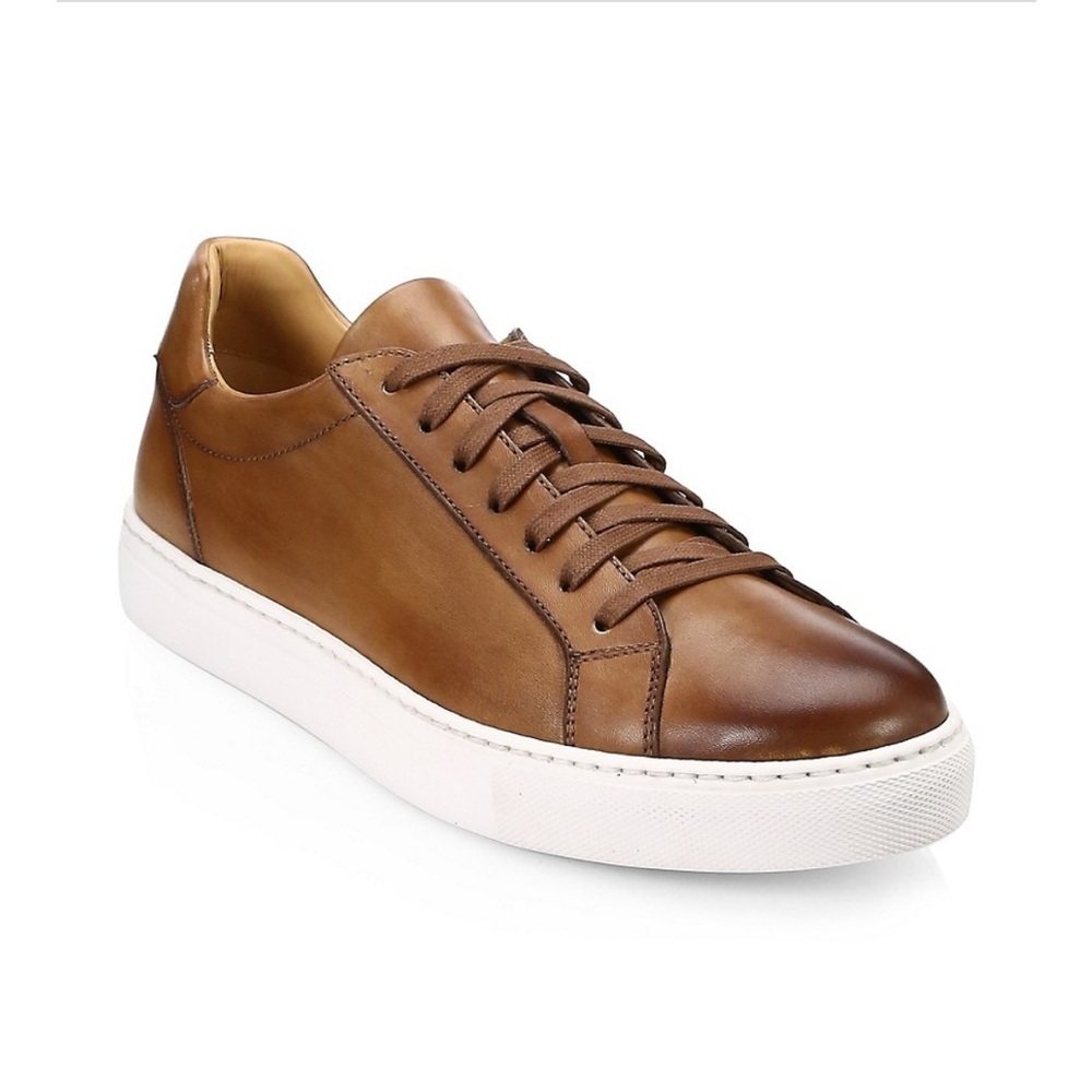 MAGNANNI Burnished Leather Lace-Up Sneakers Mens Size 8
